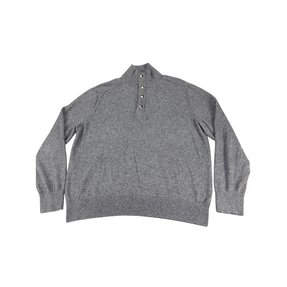 Banana Republic Mens XL Merino Wool Italian Yarn Mock Neck 1/4 Zip Sweater Gray